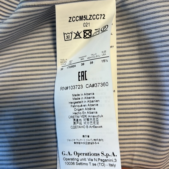 BNWT Armani Collezioni Shirt 39/15.5 - Picture 7 of 10